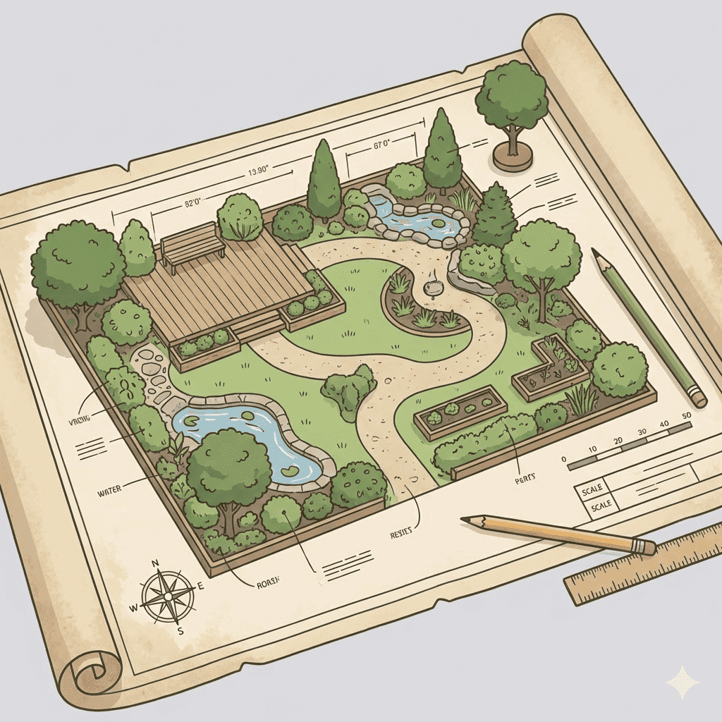 Illustration Conception de jardin